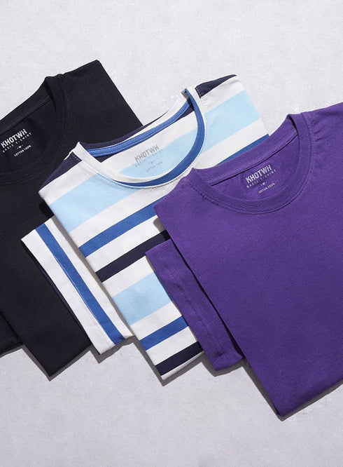 Black Regular Round T-shirt - Khotwh